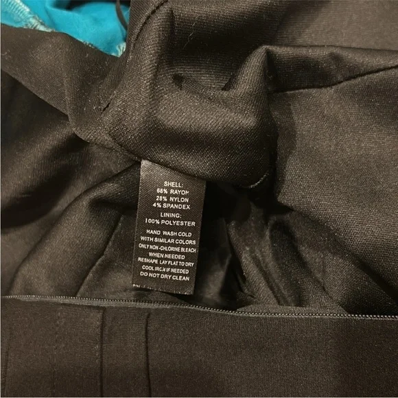 White House Black Market Teal and Black Colorblock Sheath Dress - Picture 3 of 3